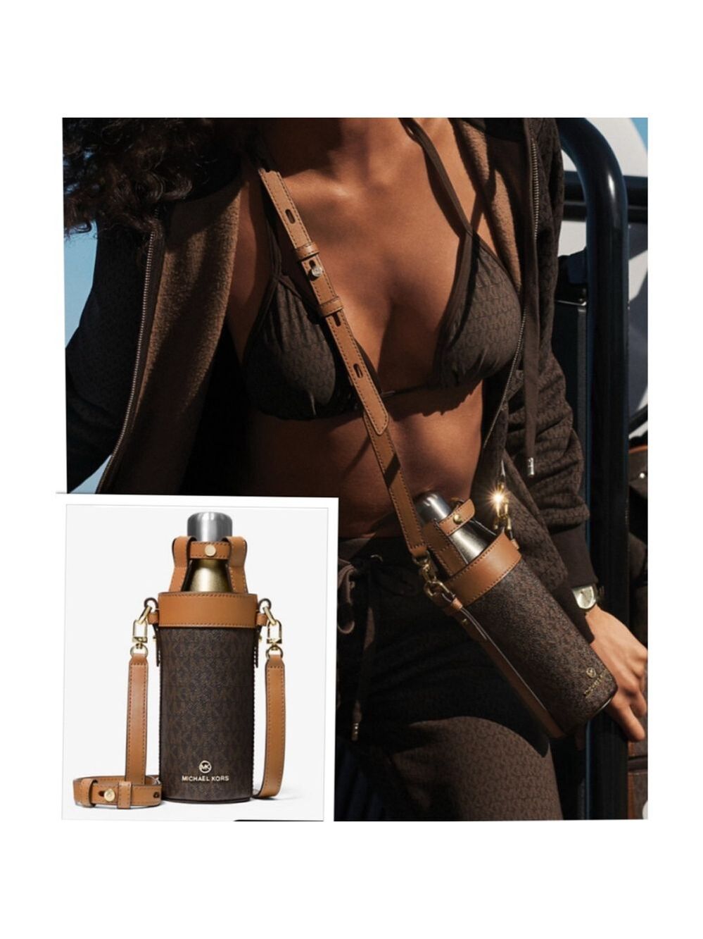 NEW  Michael Kors Authentic Jacquard Water Bottle Crossbody Bag Retail $348 NWT